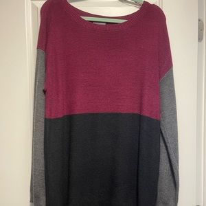 BNWT Vince Camuto color block sweater gray maroon black